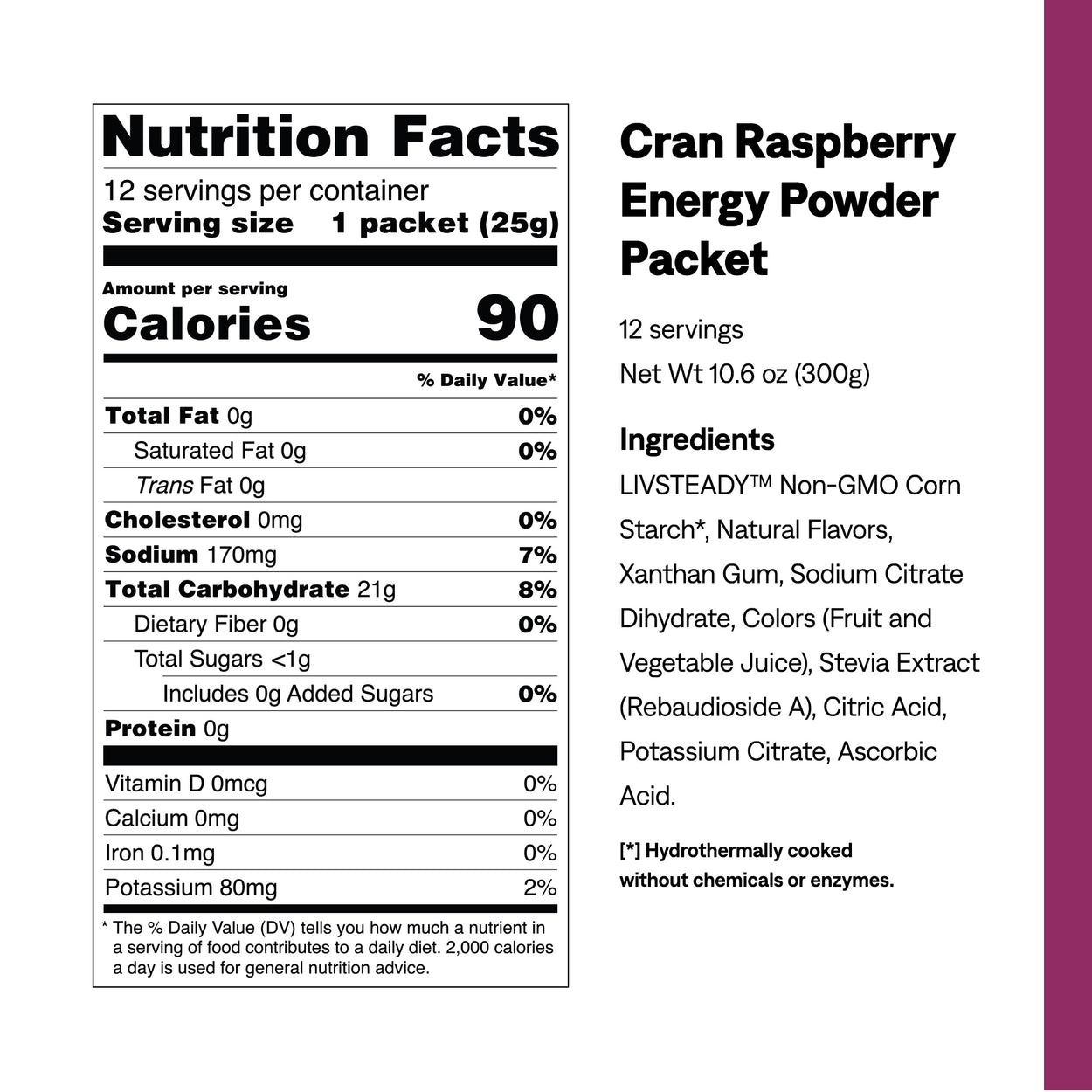 Cran Raspberry Energy Drink Mix Packets