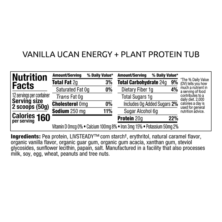 Vanilla Energy + Protein Powder Low Sugar Protein Drink Mix UCAN